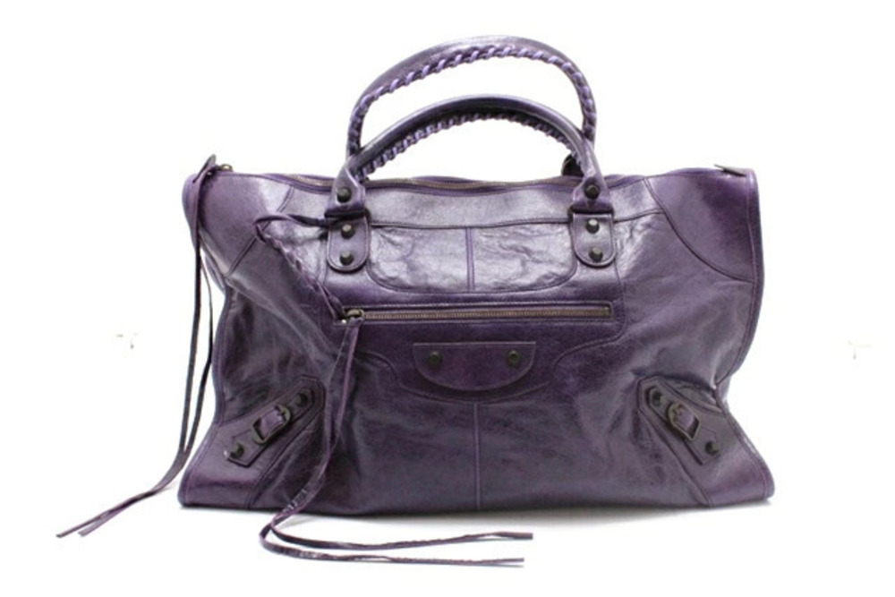 Balenciaga The Work Handbag Leather Purple